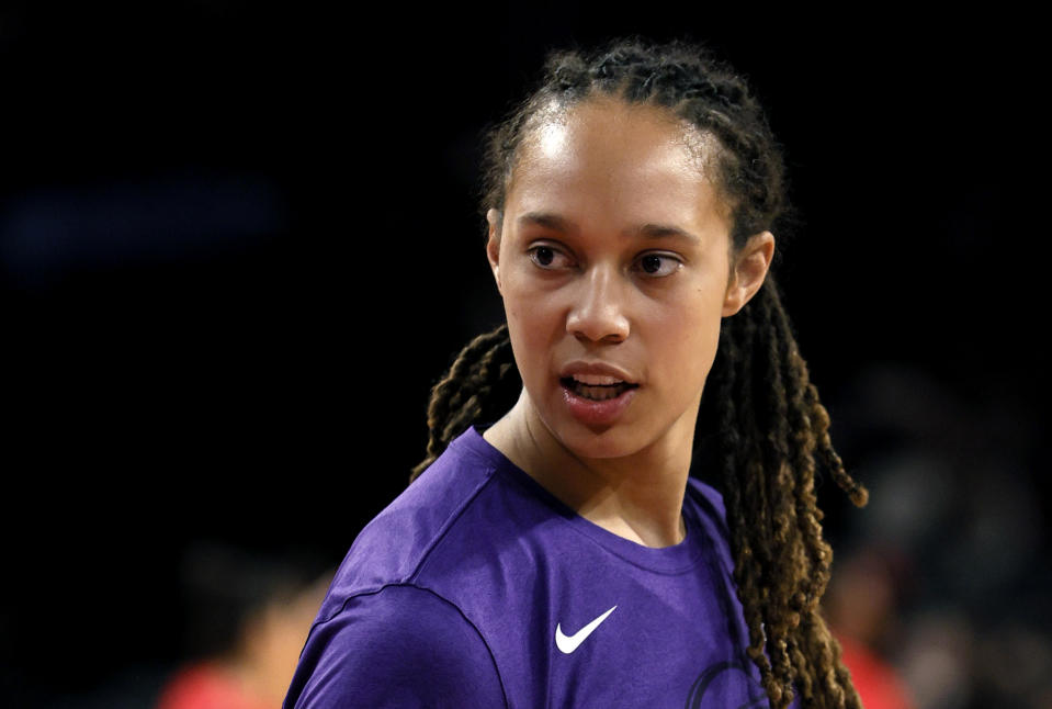 Brittney Griner, in this file photo from September 2021, had her detention in Russia extended to May 19. (Photo by Ethan Miller/Getty Images)