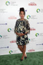 <p>The actress chose a lovely floral printed Giambattista Valli dress to show off her growing baby bump while attending a fundraiser in Los Angeles. There’s also some great accessorizing going on here – we love the black and white shoes (and those bright yellow nails!) <i>(Photo by Jason Kempin/Getty Images for SAG-AFTRA Foundation)</i></p>