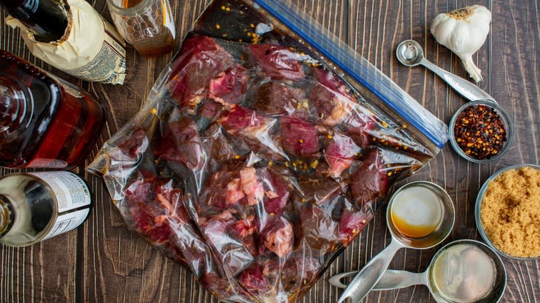 marinating raw steak