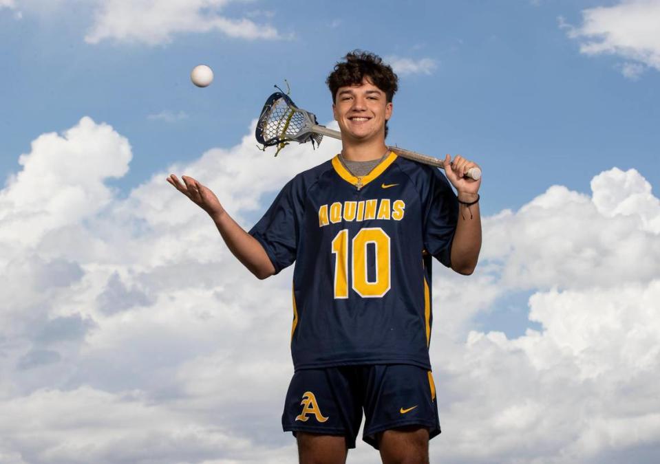 James Finch, St.Thomas Aquinas High School, Lacrosse. All-Broward players photographed at Brian Piccolo Sports Park on Wednesday, May 17, 2023, in Cooper City, Fla.