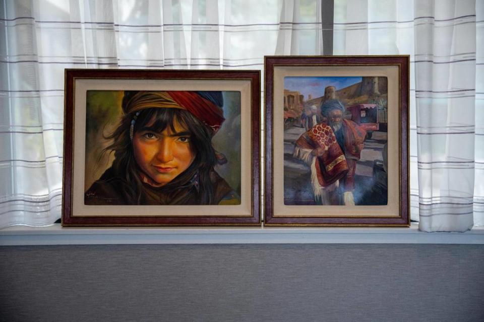 Two of the 35 paintings that Abdul shipped to Ham to provide to significant donors to an account Elements of Education established for him. They’ve raised half of what they need, with $20,000 left to go.