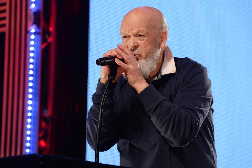 Michael Eavis collects the Best Festival Award on stage during the NME Awards 2016 with Austin, Texas at the O2 Brixton Academy, London. 