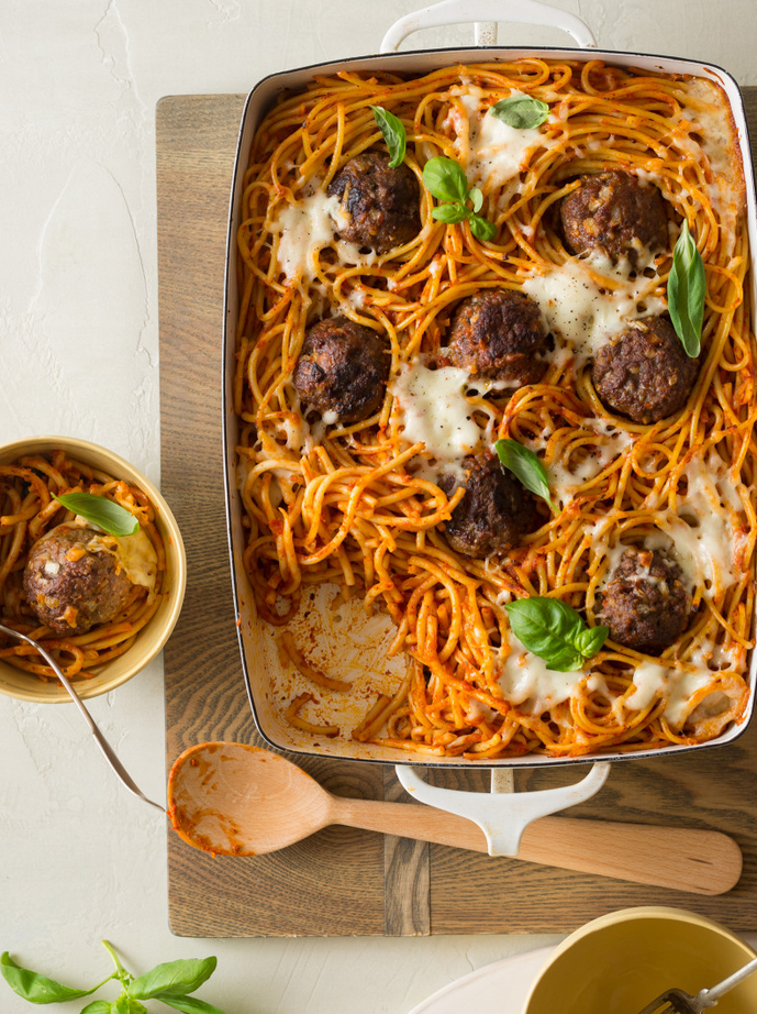 Baked Bucatini and Meatballs