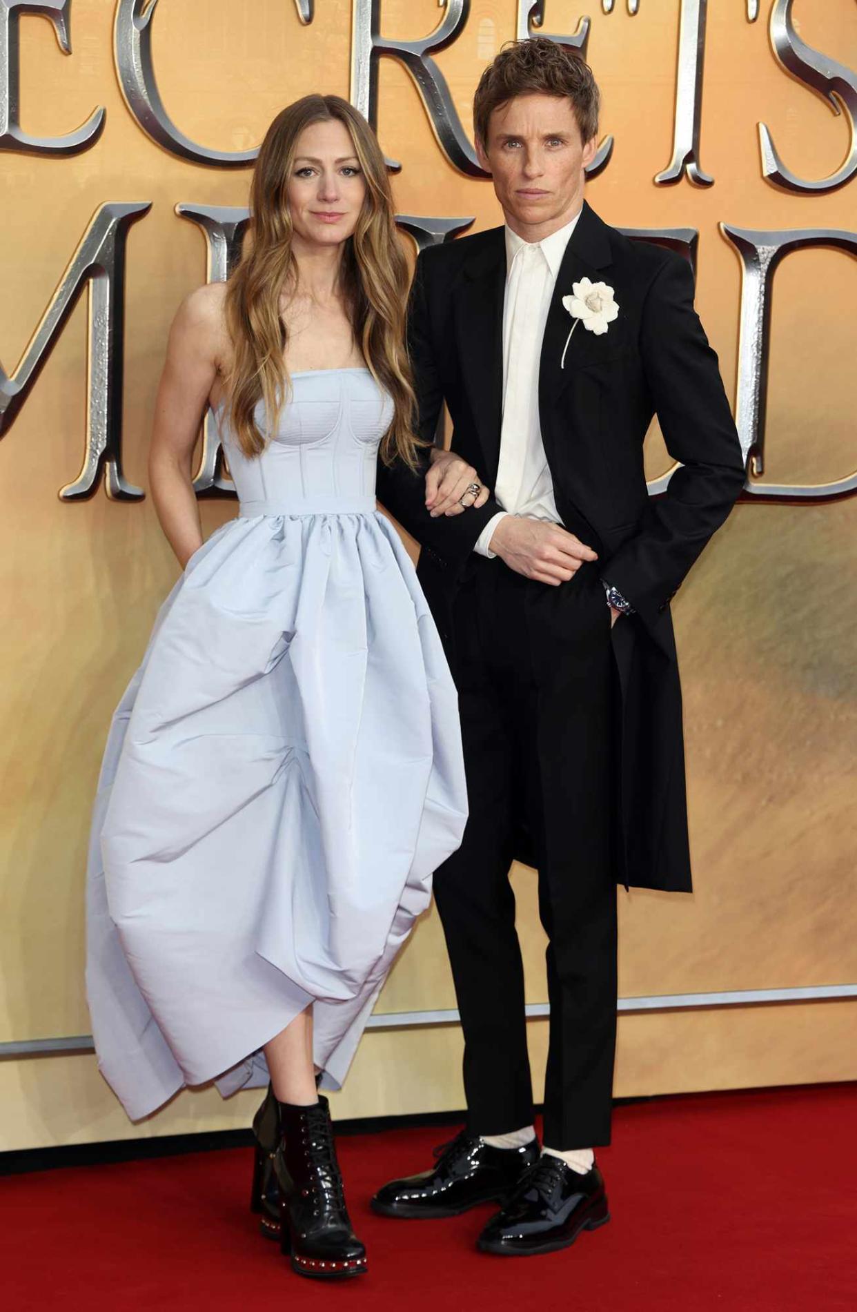 Eddie Redmayne and Hannah Bagshawe attend the "Fantastic Beasts: The Secrets of Dumbledore" world premiere at The Royal Festival Hall on March 29, 2022 in London, England