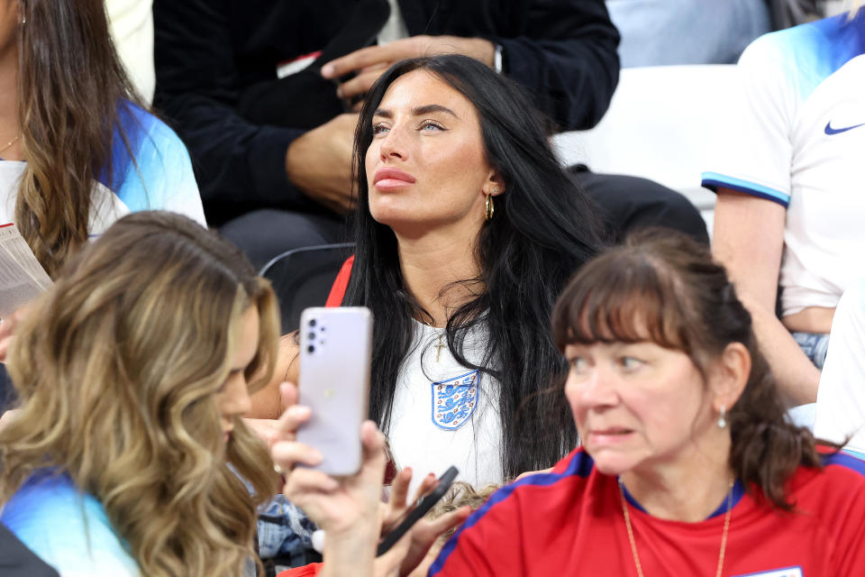 Annie Kilner, wife of Kyle Walker of England attends the FIFA World Cup Qatar 2022 quarter final match. (Getty)