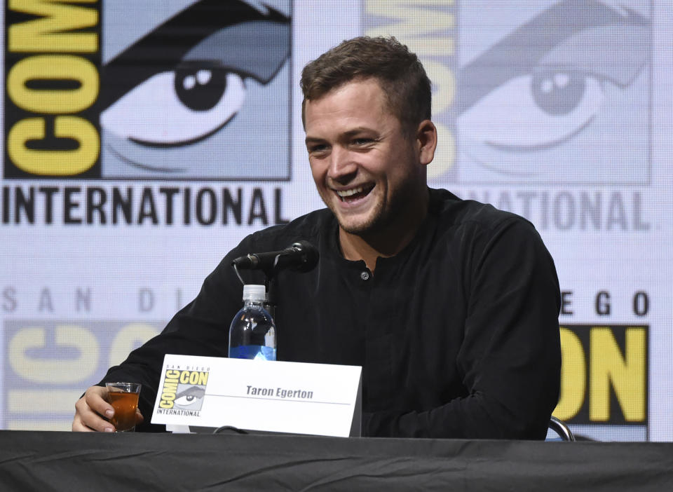 Taron Egerton attends the 20th Century Fox panel on day 1 of Comic-Con International on Thursday, July 20, 2017, in San Diego. (Photo by Richard Shotwell/Invision/AP)