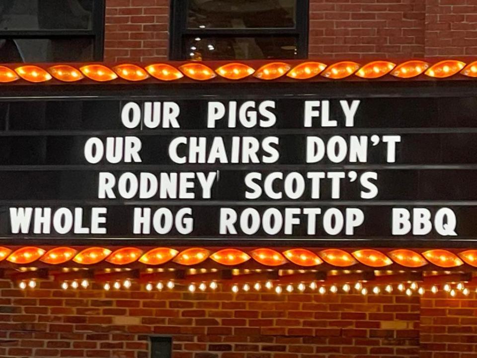 The marquee outside Chief’s on Broadway in Nashville, Tenn., making light of Morgan Wallen’s arrest for allegedly tossing a chair from its rooftop. chiefsbroadway/Instagram