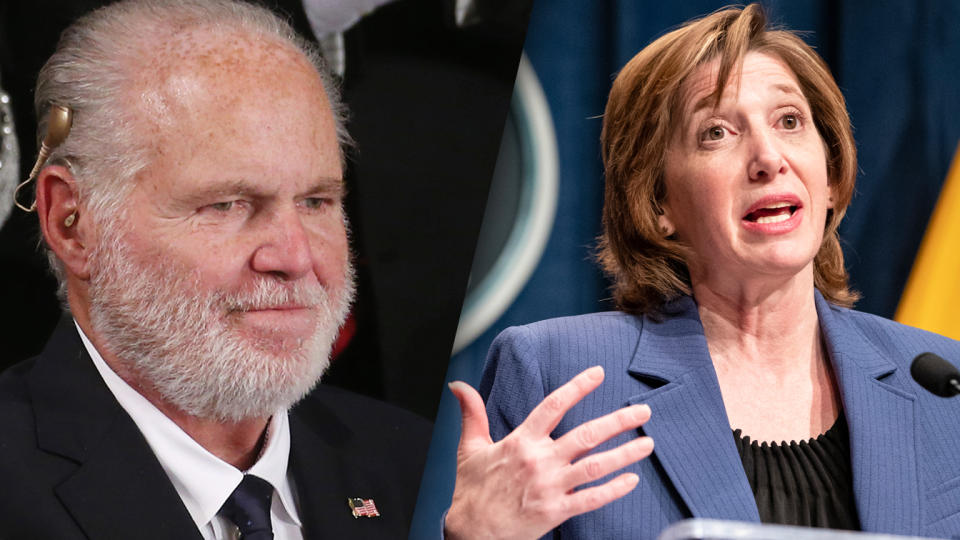 Rush Limbaugh and National Center for Immunization and Respiratory Diseases Director Nancy Messonnier. (Mario Tama/Getty Images, Samuel Corum/Getty Images)