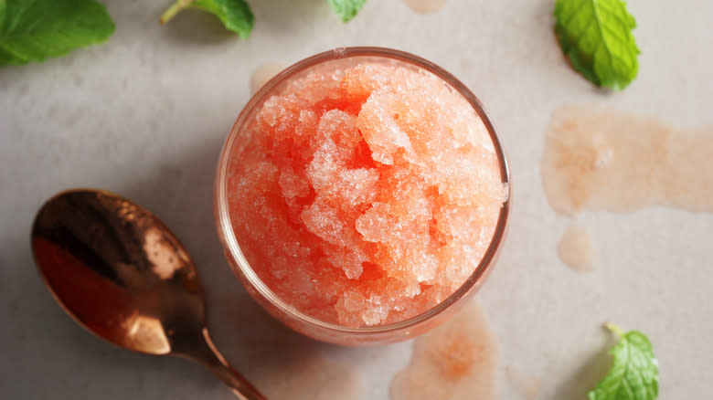 watermelon sherbet in glass