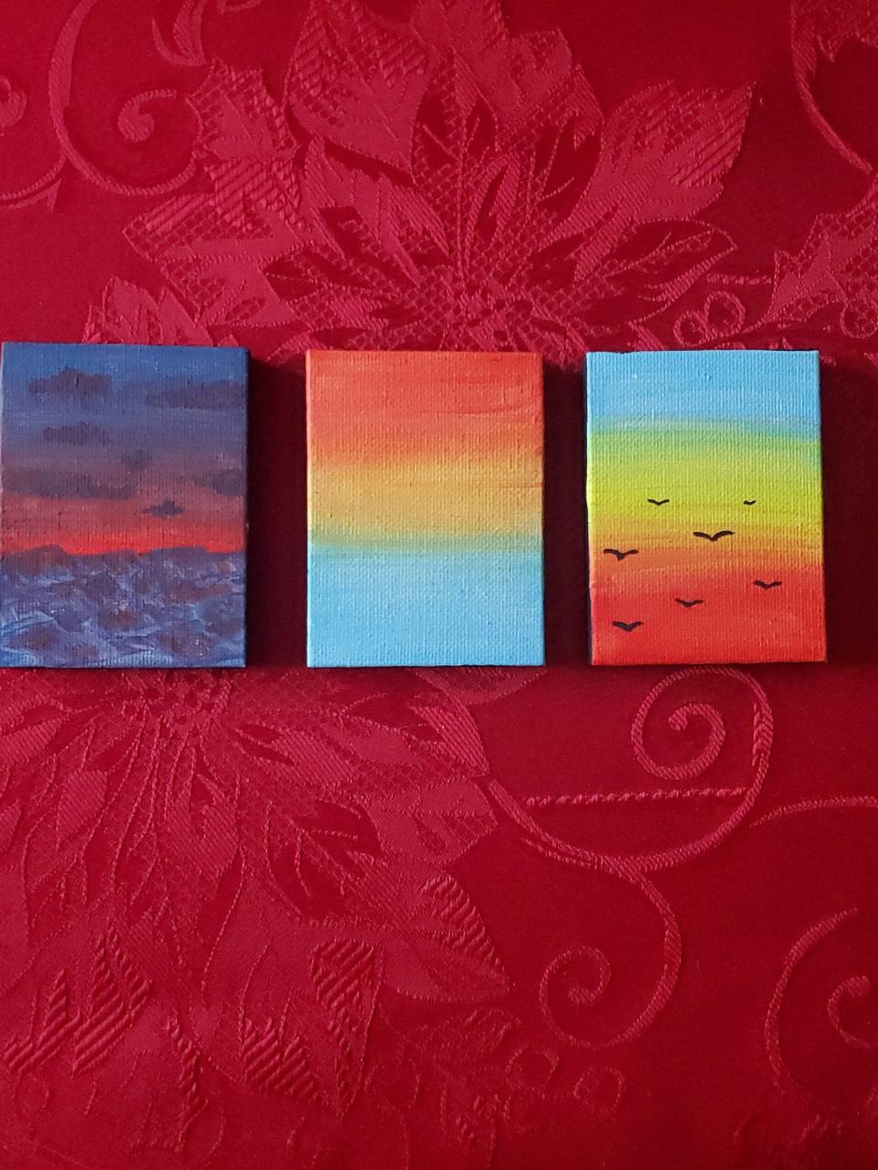 These miniature hand-painted skies are sold on Etsy by Jada Marie Adams of Jada M Art, located in Brockton.