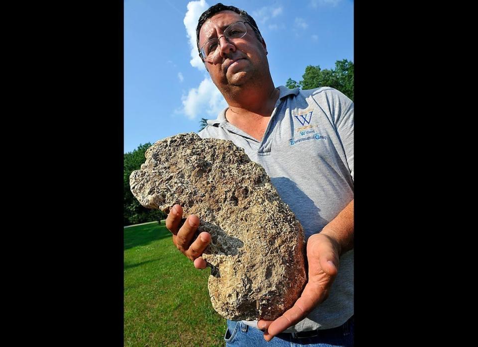 Bill Willard is the leader of a group searching for evidence of a Sasquatch or Bigfoot creature, spotted by, among others, his two sons in Spotsylvania County. He is shown on May 19 in Thornburg, Va., with a plaster cast he made from a suspicious footprint several years ago. 