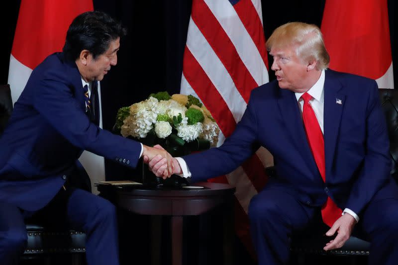 U.S. President Trump meets with Japan's Prime Minister Abe in New York City, New York