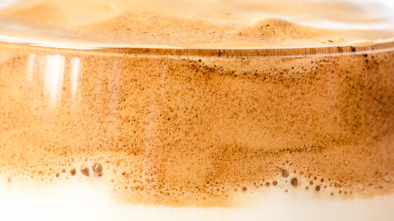 Coffee cold foam in close-up