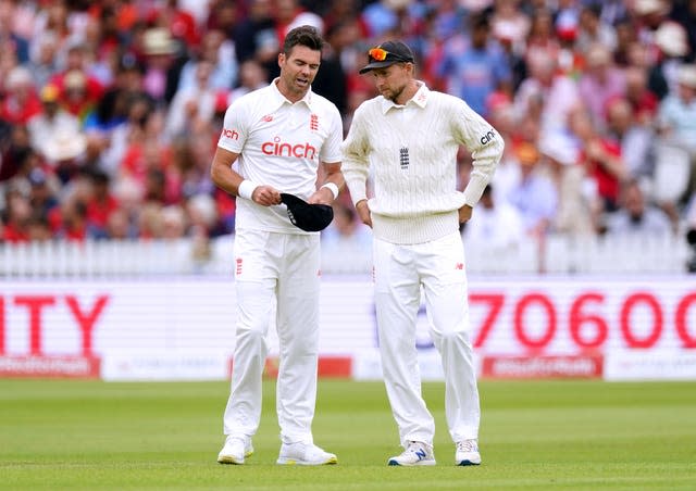 James Anderson, left, insists he feels no animosity towards Joe Root (Zac Goodwin/PA)