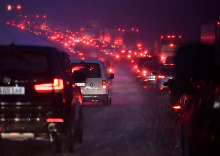 FILE PHOTO: A traffic jam is seen on the A8 motorway near Irschenberg, Germany, January 5, 2019. REUTERS/Andreas Gebert/File Photo