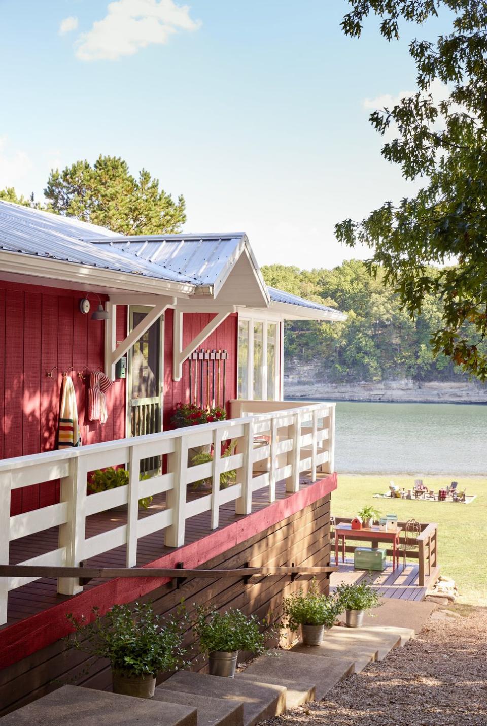 red lake cabin on the lake