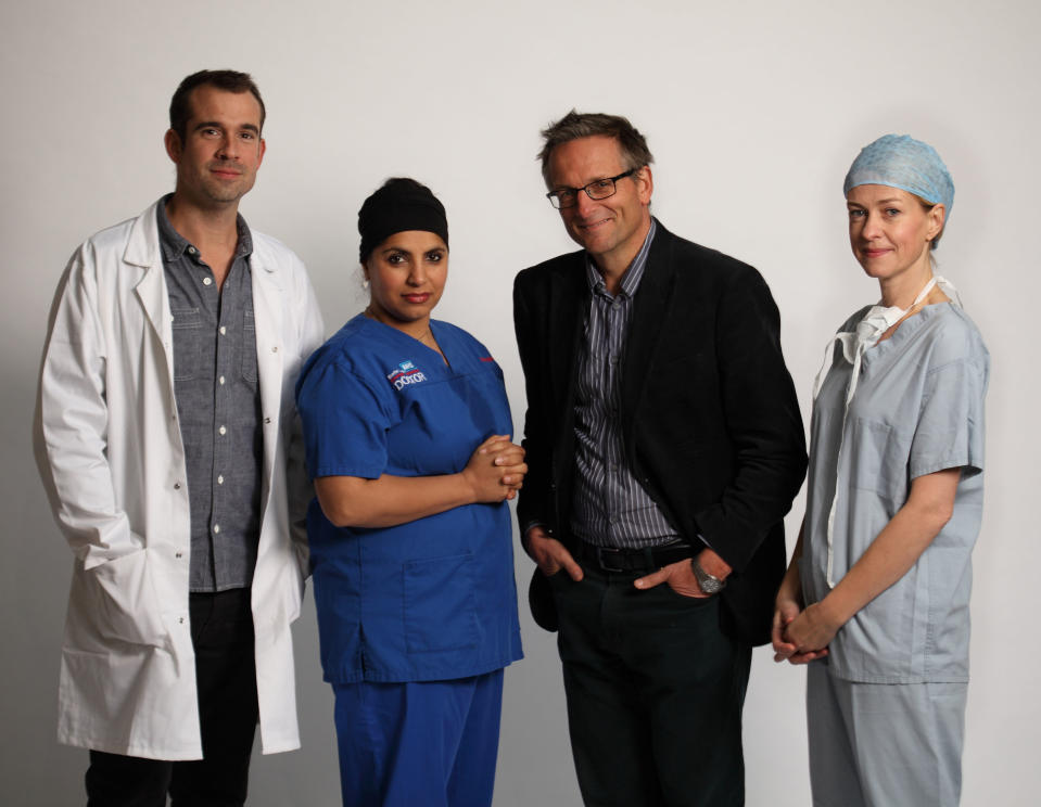 Trust Me I'm a Doctor features Dr Chris van Tulleken, Dr Saleyha Ashan, Dr Michael Mosley, Miss Gabriel Weston. (BBC)