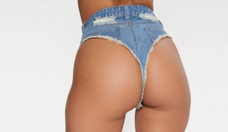 These denim thong shorts are like nothing you’ve ever seen