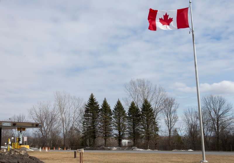 FILE PHOTO: An empty U.S.-Canada border crossing is seen in Lacolle