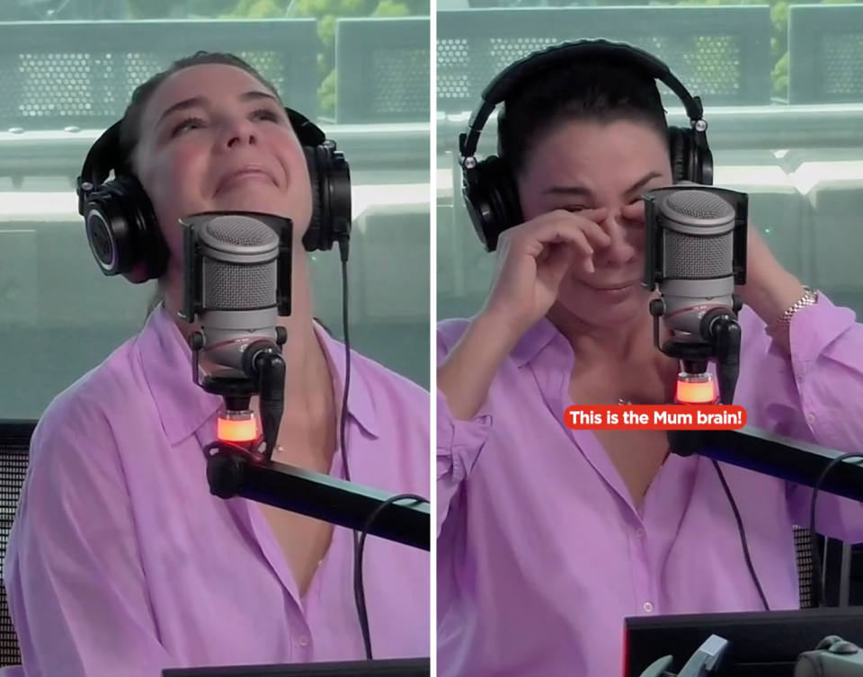 Kate Ritchie crying on her radio show.