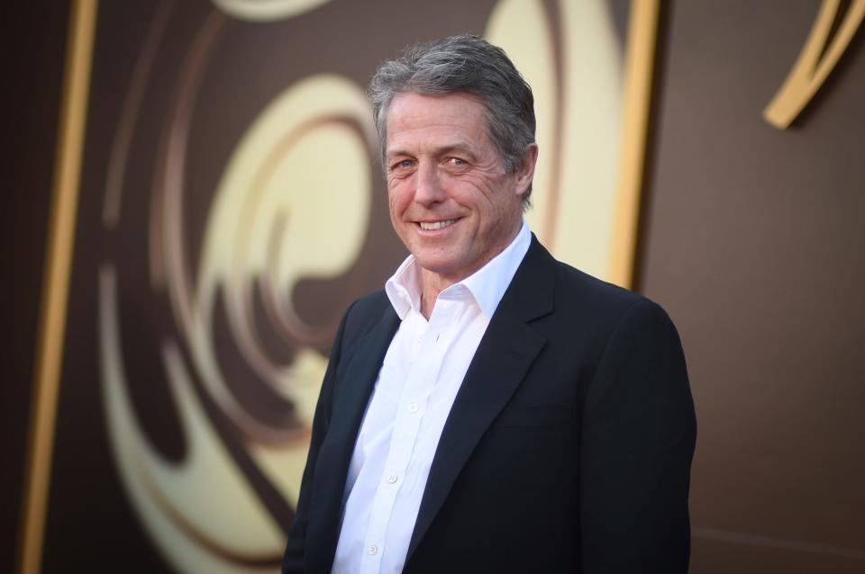 Hugh Grant arrives at the premiere of "Wonka" on Dec. 10 in Westwood, California.