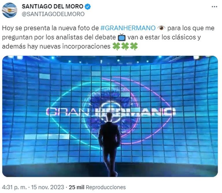 Santiago del Moro adelantó información sobre la vuelta de Gran Hermano