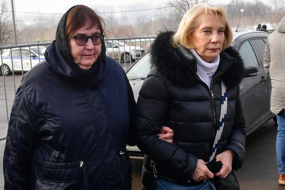 Russian opposition leader Alexei Navalny's mother, Lyudmila Navalnaya, left, and his mother-in-law Yulia (AP)
