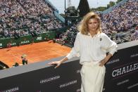 Zendaya attends a photo call for the film 'Challengers' at the Monte Carlo Tennis Masters tournament in Monaco, Saturday, April 13, 2024. (AP Photo/Daniel Cole).