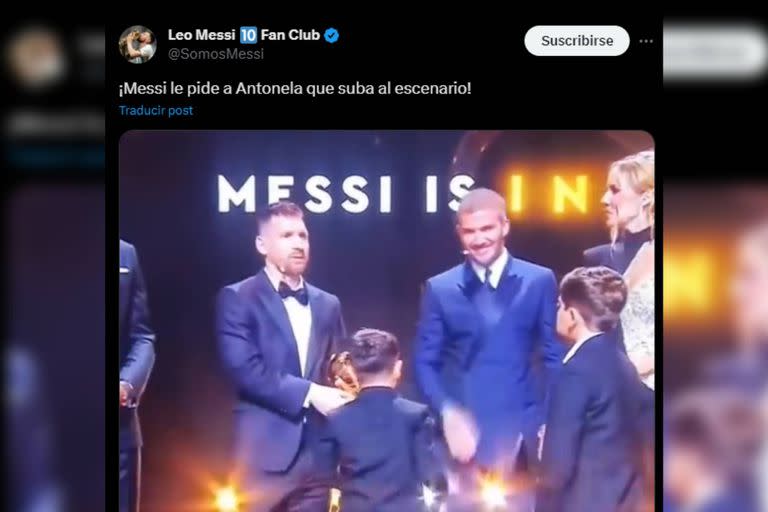 En las redes sociales distinguieron el gesto de Lionel Messi hacia su esposa (Captura Twitter)