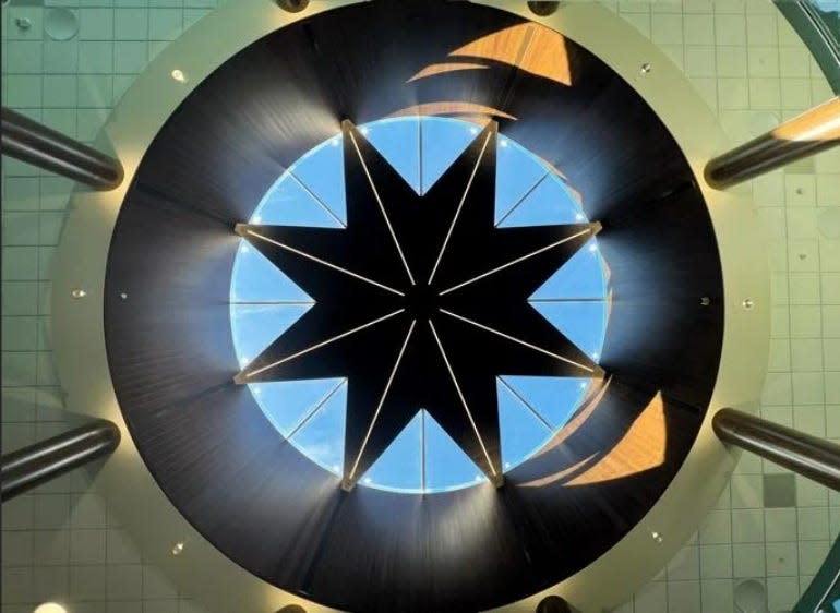 The rotunda at the center of the new Oyate Health building in west Rapid City. The medical facility incorporates aspects of Indigenous culture and local geography into the design, including this star, which is often seen on star quilts and other Indigenous artwork.