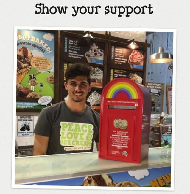 Ben & Jerry's rolls out a protest in support of marriage equality in its Australian stores. Source: Supplied