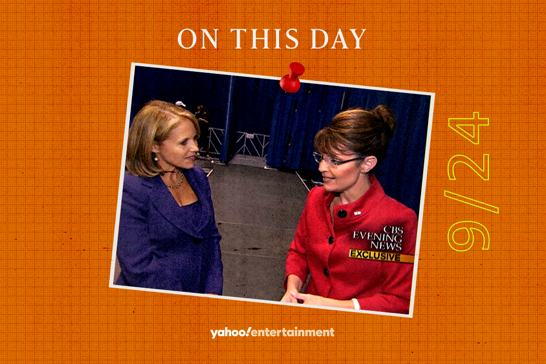 Katie Couric's lengthy interview with Sarah Palin ended the Vice Presidential candidate's political aspirations on this day in 2008. (Photo Illustration: Yahoo News; photo CBS/Getty Images)