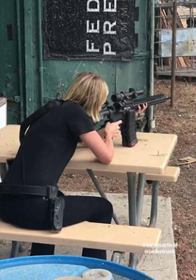 Despite her message Lara shared videos of herself at a shooting range last month. Source: Instagram