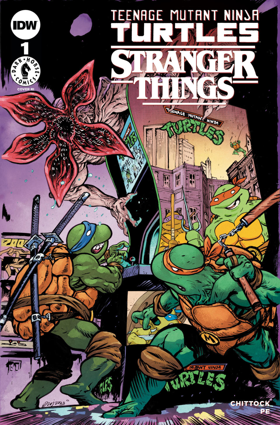 TMNT x Stranger Things #1 cover art