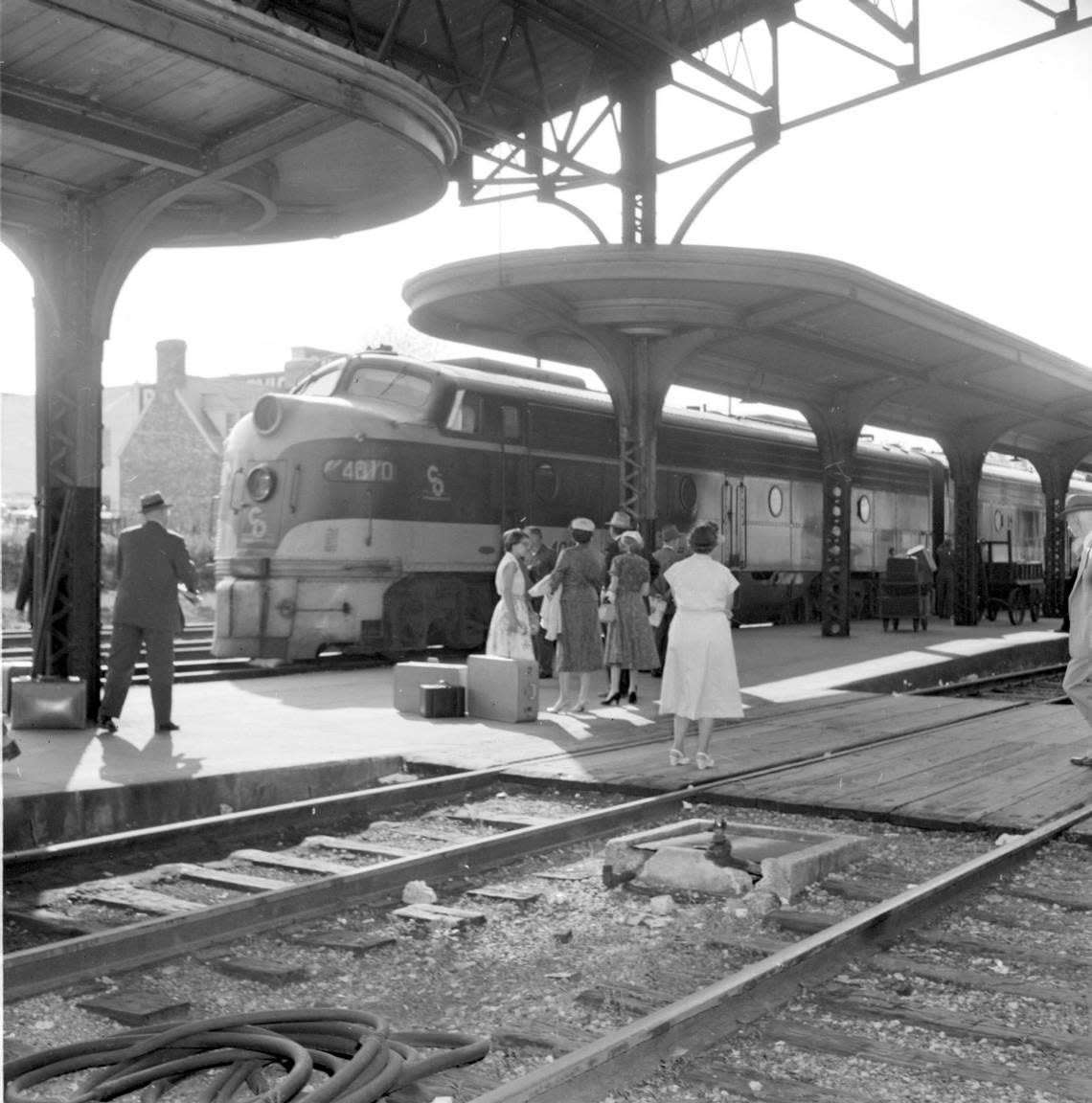 The Chesapeake and Ohio Railroad’s George Washington waited by the platform behind Union Station on Thursday May 9, 1957. This was the last time the passenger train would stop at Union Station, which was to be closed because of high operating costs and low passenger levels. The station was demolished in March 1960. Herald-Leader archives