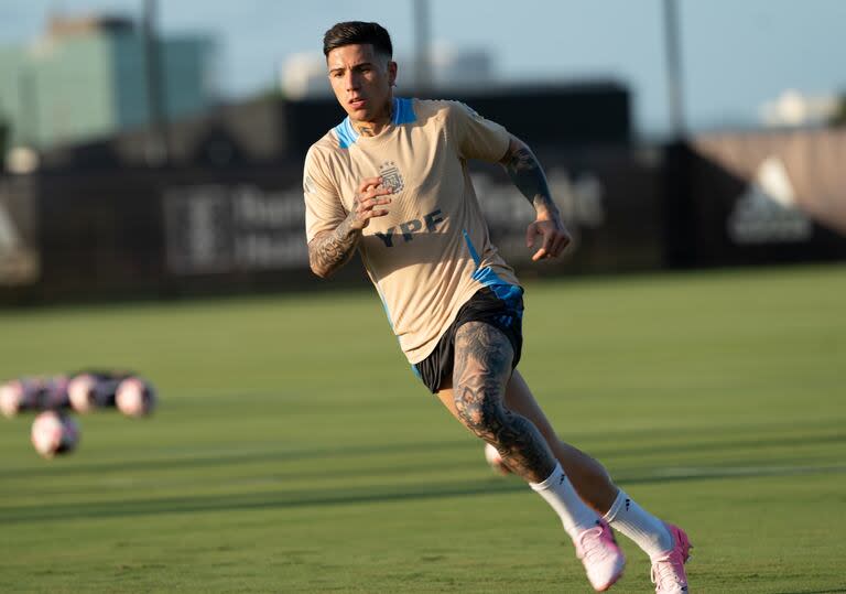 Enzo Fernández, en el predio de Inter Miami, donde se entrena la selección argentina