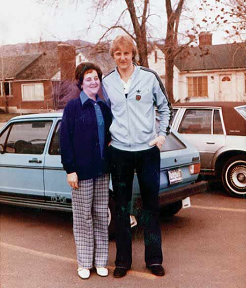 Larry Bird and his mother Georgia in Salt Lake City, 1979