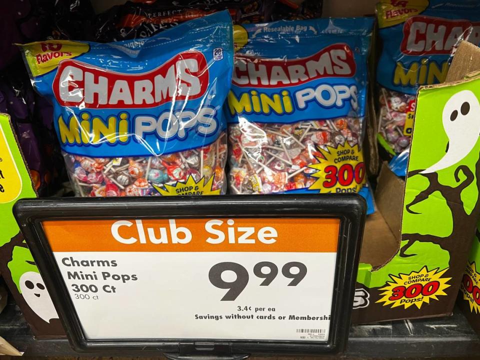 The 300 count bag of Charms Mini Pops is the best bulk candy deal at Smart & Final.