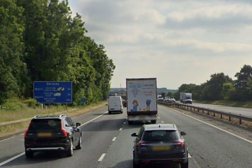 The M56 between junctions nine and 10