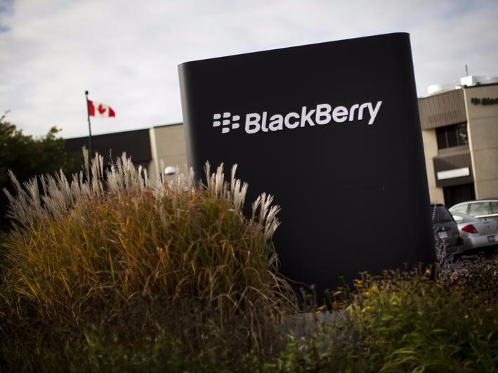 A sign is seen at the Blackberry campus in Waterloo, September 23, 2013.</p>
<p>REUTERS/Mark Blinch