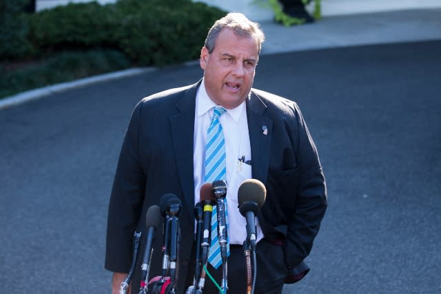 Governor Chris Christie (Republican of New Jersey) speaks with the media about the national opioid crisis outside the West Wing of the White House after United States President Donald J. Trump signed a Presidential Memorandum declaring the opioid crisis a national health emergency. 26 Oct 2017 