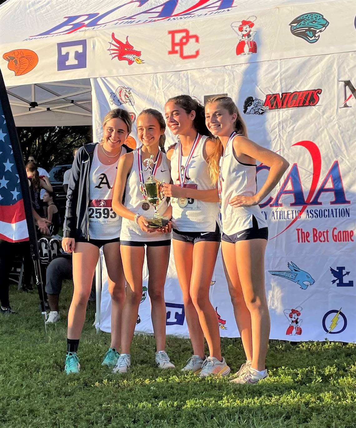 The St. Thomas Aquinas girls’ cross-country team placed second at the BCAA Championships at Markham Park in Sunrise. Photo Via BCAA Sports Twitter