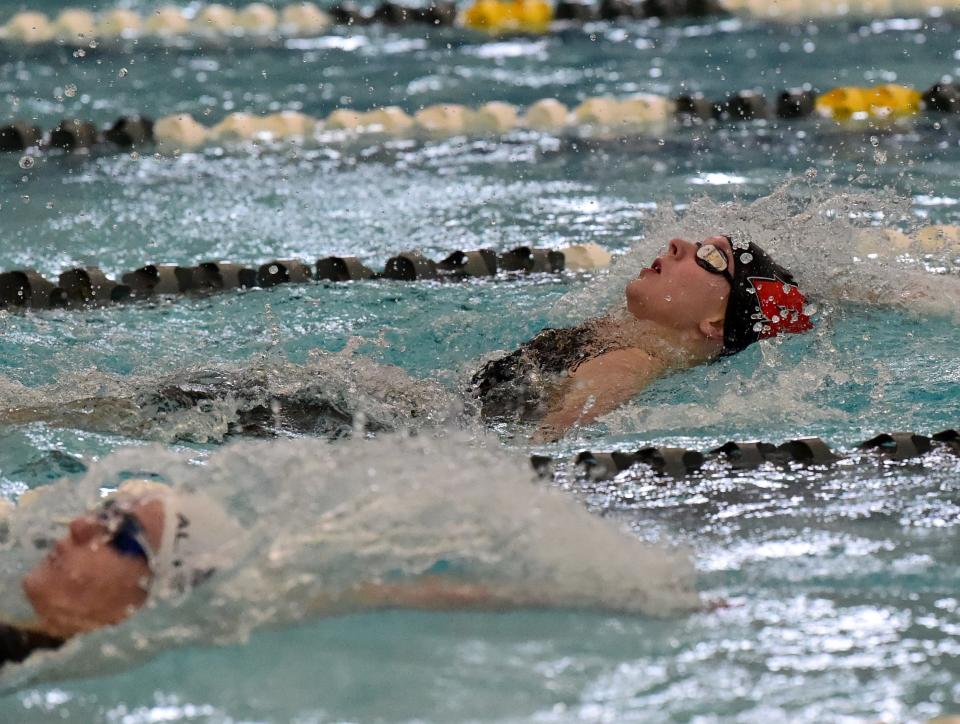 Waverly's Mira Kittle finished first in the 100-yard backstroke as Watkins Glen High School hosted the Girls Invitational in the Glen on Sept. 23, 2023.