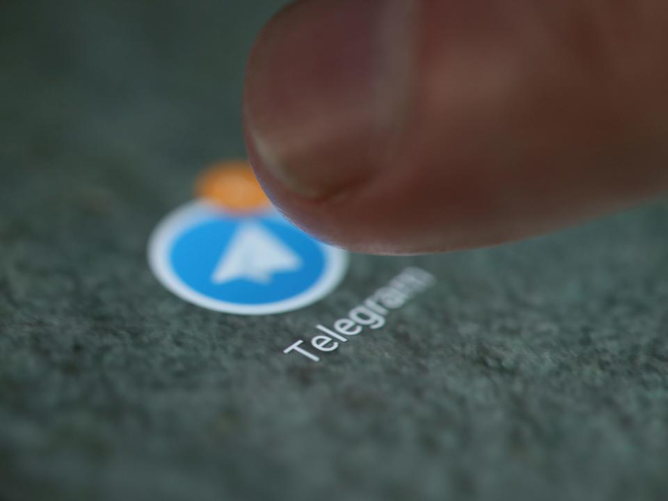 FILE PHOTO: The Telegram app logo is seen on a smartphone in this picture illustration taken September 15, 2017. REUTERS/Dado Ruvic/Illustration