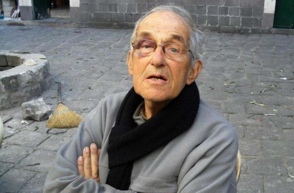 In this photo taken on March 28, 2014 and released by a neutral activist youth group, About our Neighborhood Hamidiyeh Simply, which has been authenticated based on its contents and other AP reporting, shows Dutch Father Francis Van Der Lugt, 75, in Homs, Syria. A masked gunman opened fire on Van Der Lugt, a well-known elderly Dutch priest, in the central Syrian city of Homs on Monday, killing him instantly, a fellow priest and an activist group said. (AP Photo/About our Neighborhood Hamidiyeh Simply)