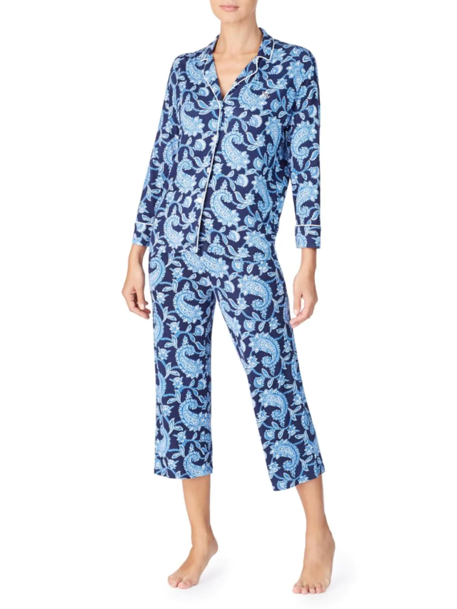 Lauren Ralph Lauren Women`s Printed Capri Pajama 2 Piece Set