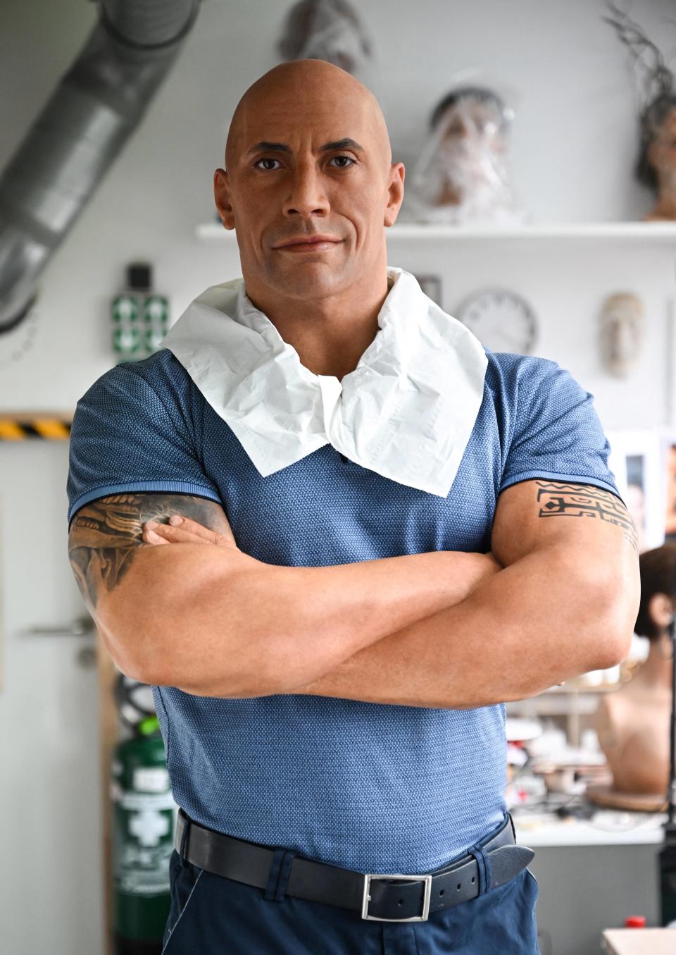 The Rock au musée Grévin : voici à quoi ressemble la statue de Dwayne Johnson après retouches (Photo après les retouches le 24 octobre 2023) 