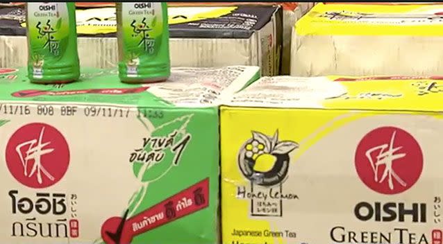 Drugs were concealed in cartons of iced tea. Source: 7 News