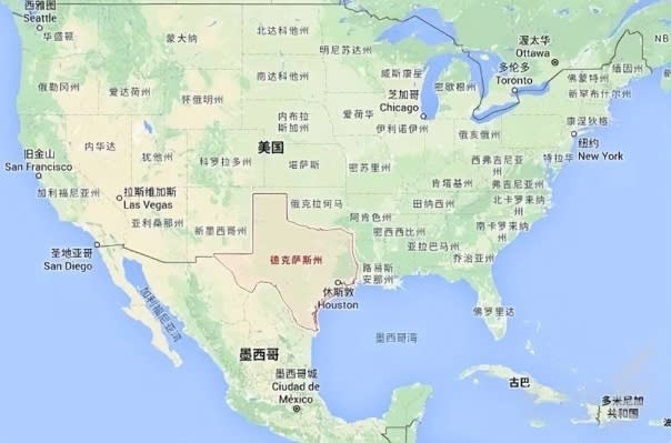 美國德州地理位置圖。   圖 : 翻攝自黃娜老師