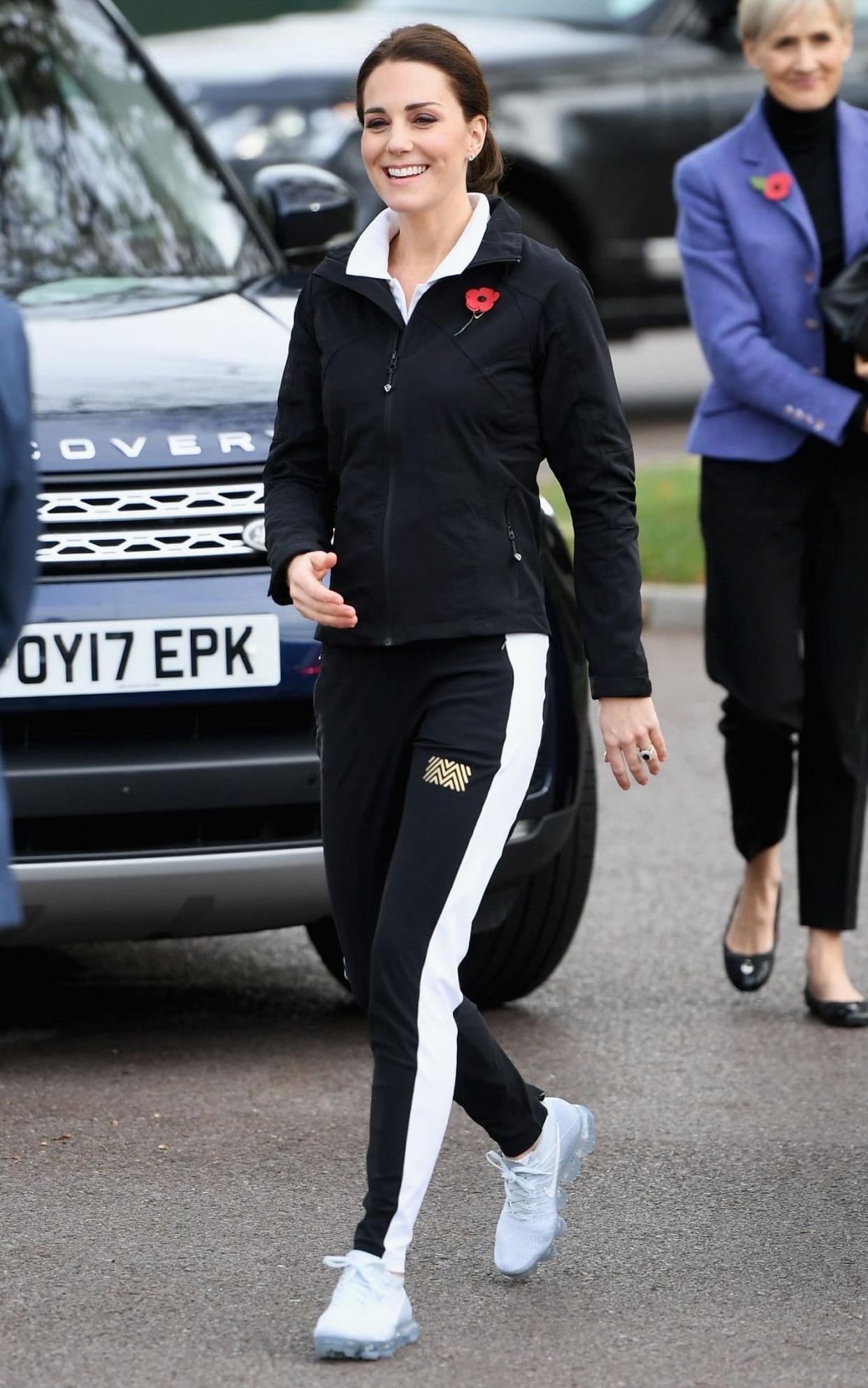The Duchess of Cambridge visits the National Tennis Centre, wearing Monreal London leggings - WireImage